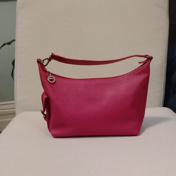 Longchamp Pink Pebbled Leather Hobo Bag  EUC - Picture 1 of 13